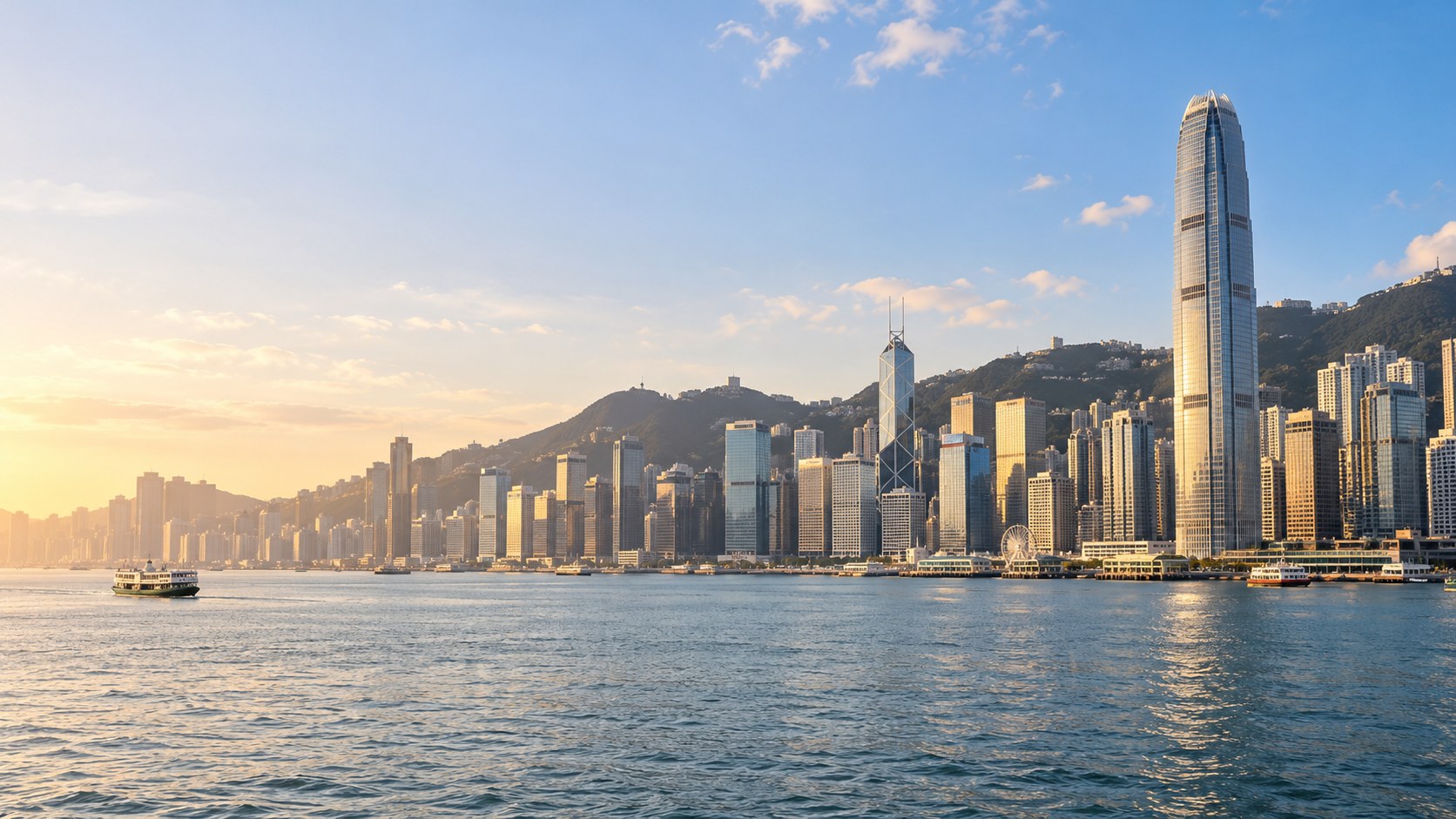 中国香港维多利亚港，AI视觉示意